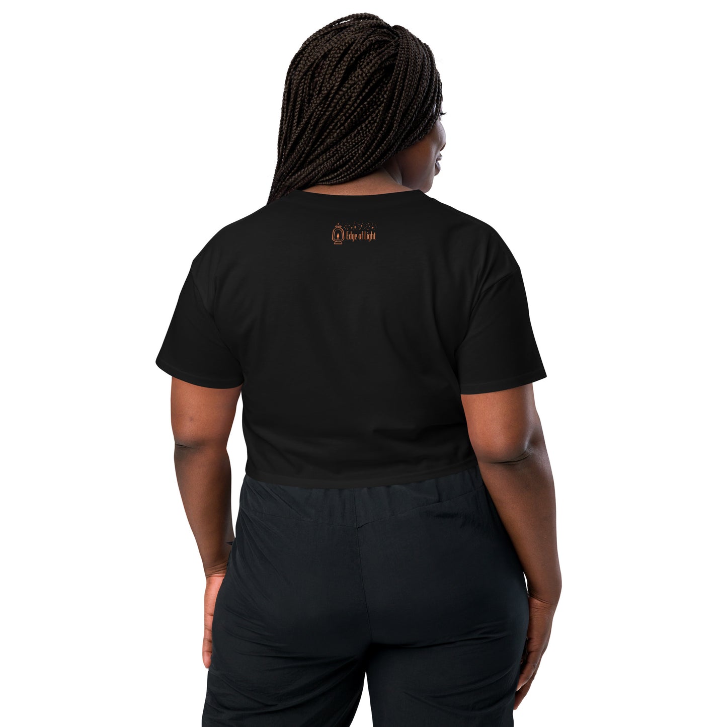 Women’s Ecofriendly Christian Crop T Shirt - Edge of Light - black