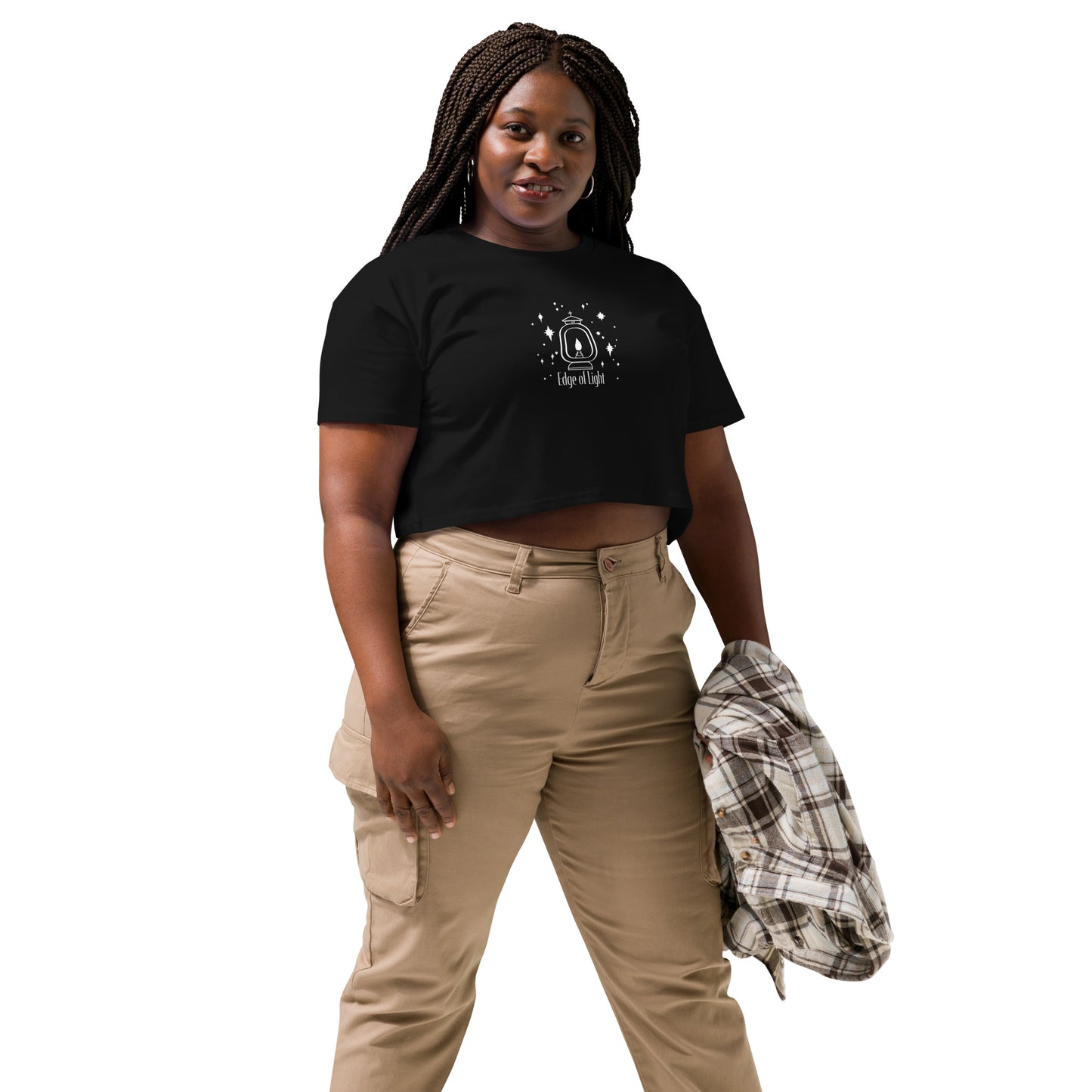 Women’s Ecofriendly Christian Crop T Shirt - Edge of Light - black