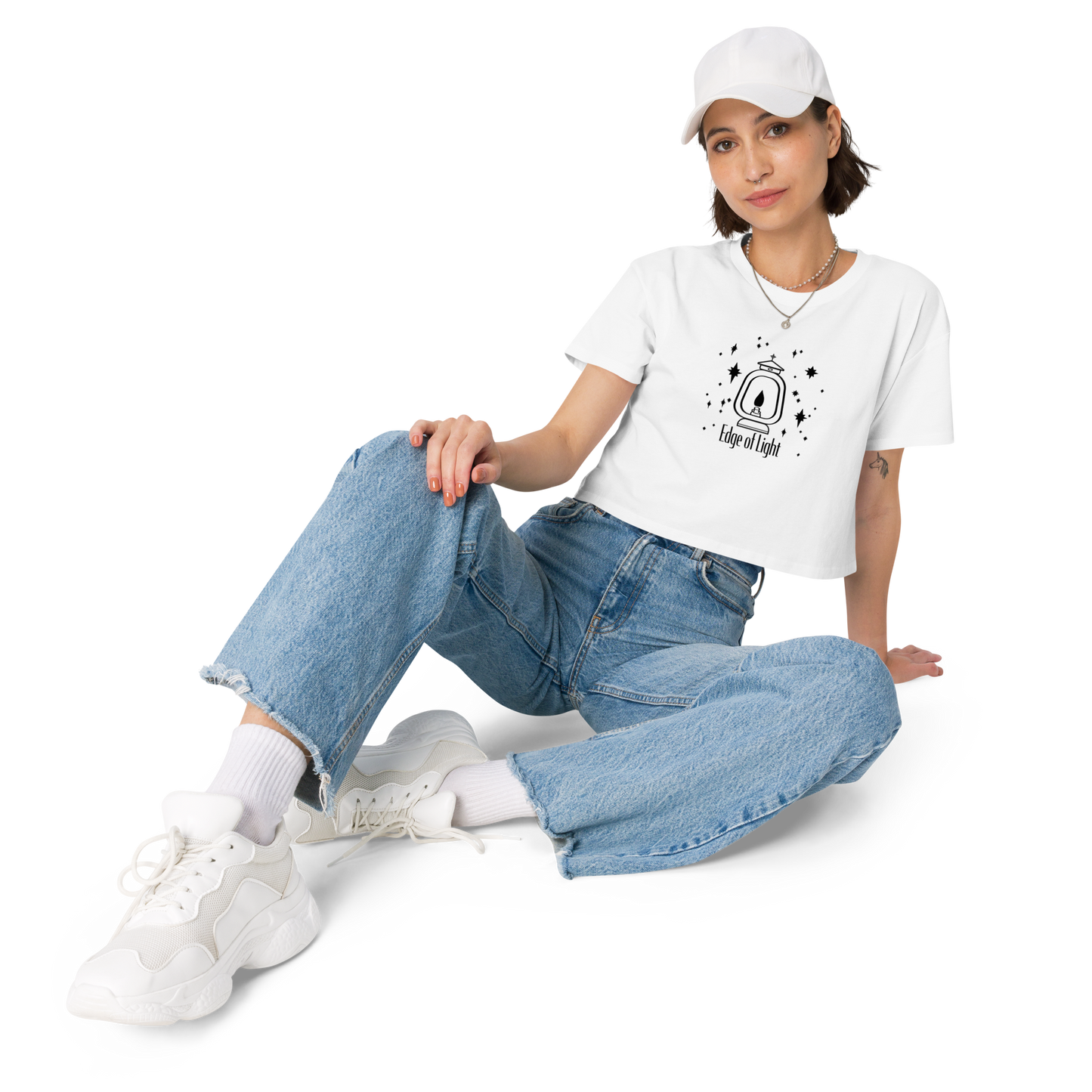 Women’s Ecofriendly Christian Crop T Shirt - Edge of Light - white
