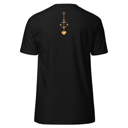 Women's Christian Organic Cotton T Shirt - Faith, Hope, Love – Gold Design